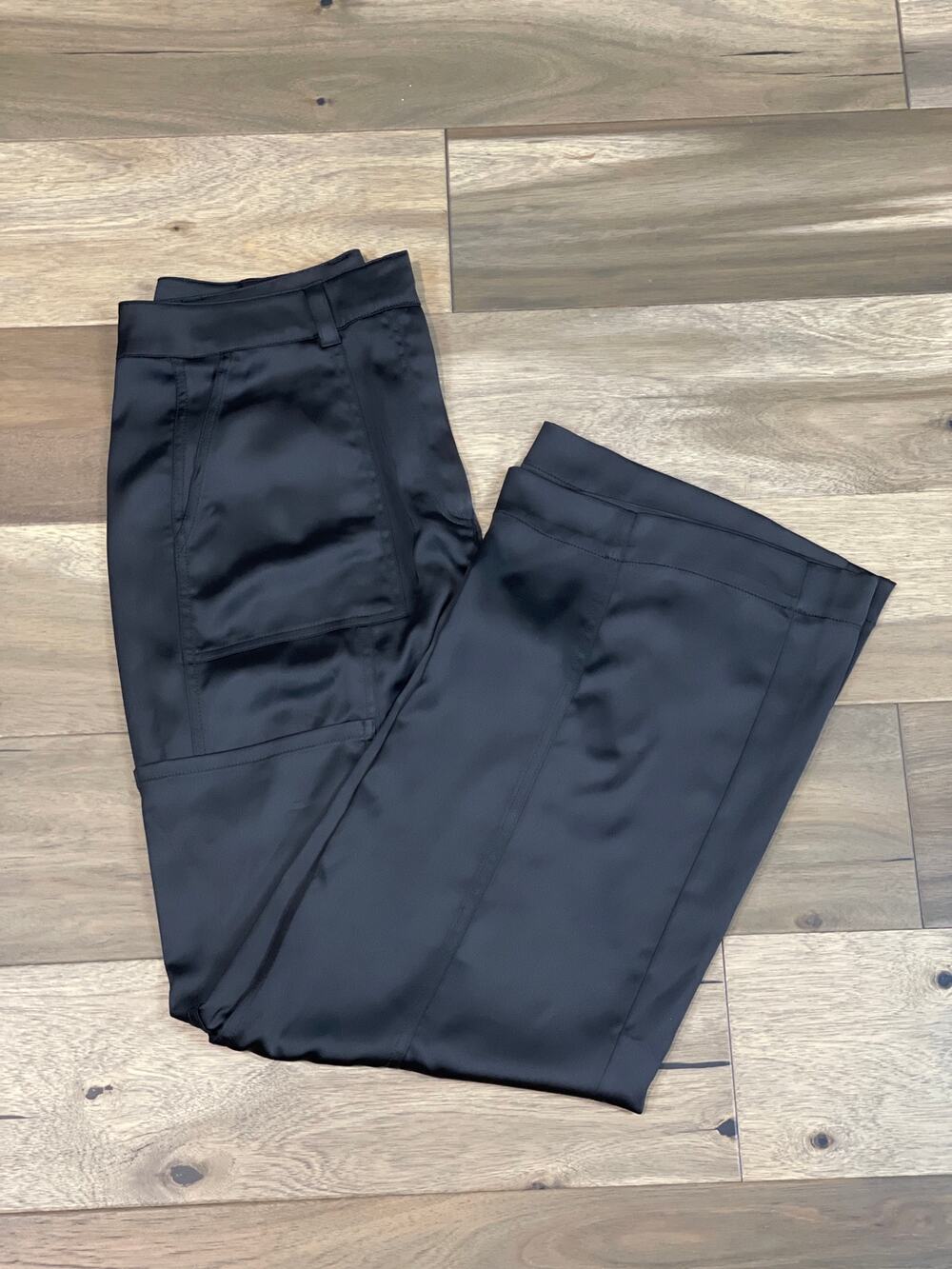 White House Black Market Satin Wide Leg Pants Black Size 10